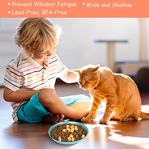Cat Bowls 6 inch Whisker Fatigue Free Cat Food Bowl, Wheat Straw Cats Dishes, Pet Feeding Plate for Kittens and Short Legged Cats (8 Pcs) - color: 8 Pcs Round - 4 Color