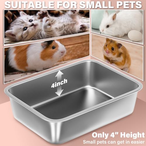 Stainless Steel Litter Box for Kitten, Small Litter Box 2 Pack | 15.7"×11.8"×4",Easy Entry, Non Odor, Easy to Clean, Metal Litterbox for Cat, Rabbit - size: 2 Pack-Small (15.7"×11.8"×4")