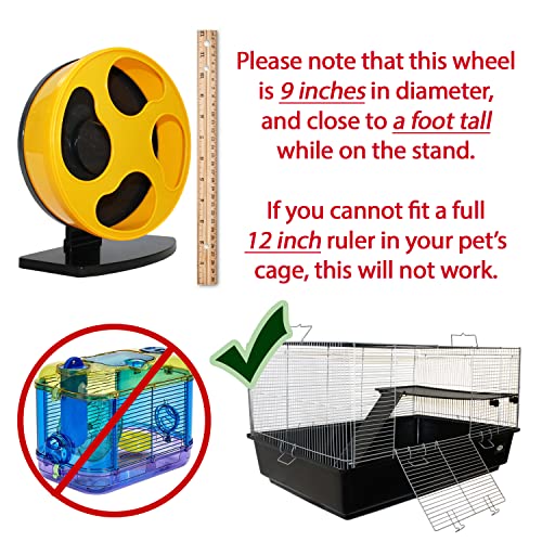 Moon Runner 9" Exercise Wheel for Hamsters - Super Silent Glow in The Dark Wheel with Adjustable Stand
