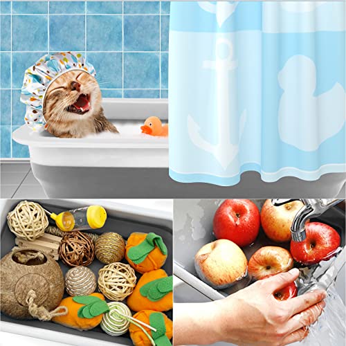 Fhiny Open Cat Litter Box, Kitten Potty Pan Semi-Enclosed Foldable Waterproof Travel Toilet for Indoor Cats Small Pet Kitty Rabbit Supplies Easy to Clean and Assemble 14.6"×10.6" - color: Grey-S