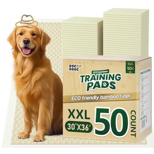 Puppy Pads Pee Pads for Dogs 30"x36" 50 Count with Tabs | Bamboo Training Pads Deodorizing Leakproof Quick Drying Dog Pee Pads Super Absorbent Full Edge-Wrapping Pee Pads - size: 30 x 36 inches (50 Count)
