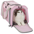 Petsfit Cat Carrier Airline Approved, 17.5×10.5×10.5 in, Pink | Escape-Proof Design with Locking Zippers & Safety Leash, Easy-Access 3-Way Entry, Washable Mat up to 12 lb - color: Pink, size: Medium