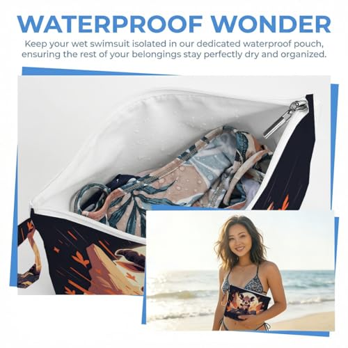 ENGVZ Wet Dry Bag, Waterproof Travel Pouch, Large Zipper Bag For Swimsuits, Diapers, Toiletries, Makeup, Women And Girls - color: Cute Goat