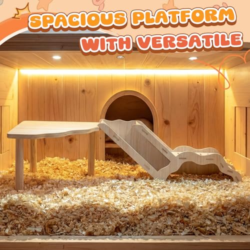 2 Pcs Wooden Hamster Platform with Ladder & Tunnel for Gerbils, Rats, Mice, Syrian Hamsters Burrowing Climbing, Hamster Cage Accessories, Habitat Enrichment Decor(Wooden Ladder Burrow) - style: Wooden Ladder Burrow