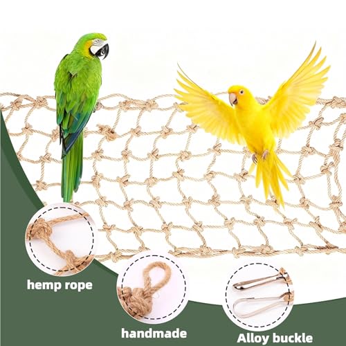 Parrot Climbing Rope Net – Multi-Size Colorful Bird Hammock, Ladder & Chew Toy with 4 Hooks for Cage, Cockatiel, Budgie, Parakeet, Rat & Small Pets - size: Medium