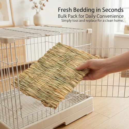 Sukh Bunny Mat for Rabbits - 3 Pack Natural Woven Rabbit Grass Mats | Rabbit Mat, Bunny Bedding & Cage Bed, Rabbit Cage Accessories, Bunny Supplies for Guinea Pigs, Chinchillas and Hamsters - size: 3 PCS