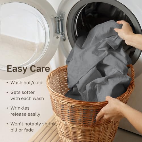 California Design Den Certified 100% Egyptian Cotton Full Sheets Set | Backed by Good Housekeeping Seal, Light & Airy Soft Sateen, 15" Deep Pocket, All-Around Elastic, 4pc Set - Ultimate Grey - color: Ultimate Grey, size: Full