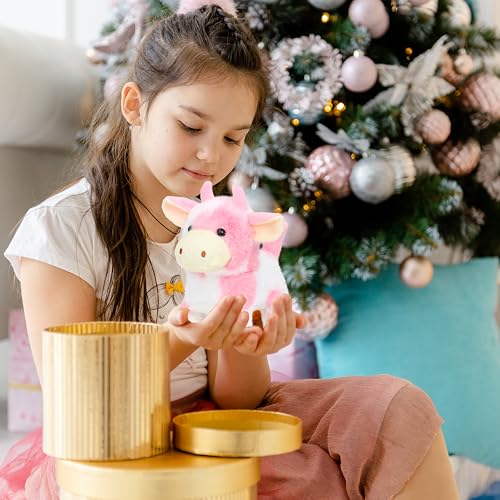 Easfan Walking Pink Cow Interactive Electronic Plush Toy for Girls 7" | Cow stuffed animal,hopping moving educational pet, with sounds & movements, Easter birthday holiday gift, for girls Toddlers - style: Pink_Cow