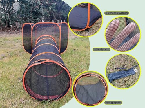 Portable Cat Small Animals Playpen DIY Outdoor Enclosures Freely Combinable 2in1 4in1 6in1 Pop Up Pet Play Tent Tunnel Cube House for Cat Puppy Rabbit (4in1 Tower Tent Tunnel) - color: 4in1 Tower tent tunnel