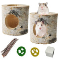 Wooden Hamster Tunnels,Natural Birch Wood Hamster Tree Hole Tube Hamster Chew Toy Small Animal Hollow Tree Trunk Tube Hideout Climbing Toy Cage Accessories for Guinea Pig Chinchilla Gerbil Rat