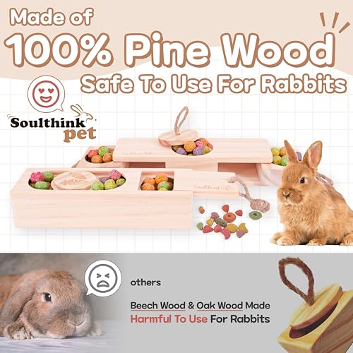 SoulThink® Advanced Interactive Wooden Pet Rabbit Toys - Sniff n' Snack Bunny Chew Toys for Rabbit Treats, Suited for Chinchilla Foraging, Guinea Pigs Boredom, and Hamster Enrichment (2 Set) - style: Sniff n' Snack - Advanced