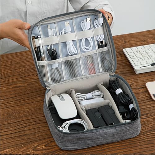 Organizer Case Small Electronic Devices USB Charger Accessories Mouse Phone Cable SD Power Bank Earphone - color: Large-Black