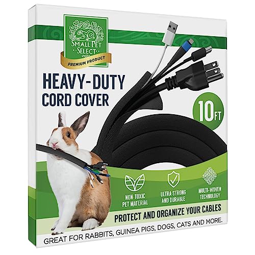 Small Pet Select Heavy Duty Cord Cover, Cable Protector, Black, 10 ft | Ultra-Durable Wire & Cord Protector, Cord Management, Chew-Resistant, For Rabbits, Dogs, Cats & Small Pets - color: Black