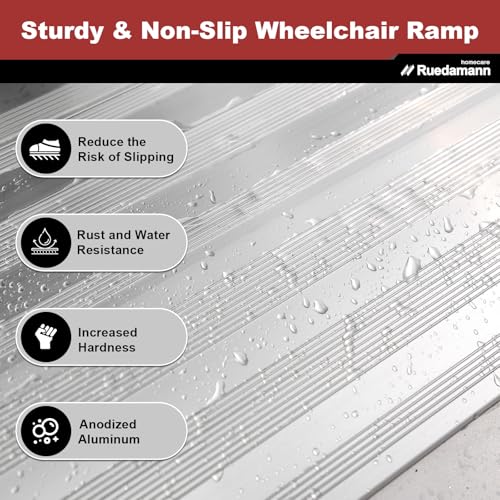 Ruedamann Portable Wheelchair Ramp, Sturdy Non-Slip Aluminum Wheelchair Ramp MR607MW607M0224 - size: 6FT Silver(Using Height 6-18'')