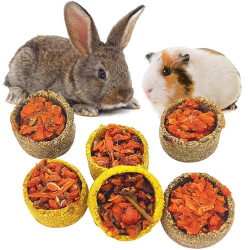 Apatal6 Pcs Rabbit Chew Toys Natural Baked Grass & Pumpkins Rabbit Treats Teeth Grinding Guinea Pig Treats Bunny Molar Toys for Guinea Pigs Bunny Hamster Chinchillas Gerbils - color: Multi-colored