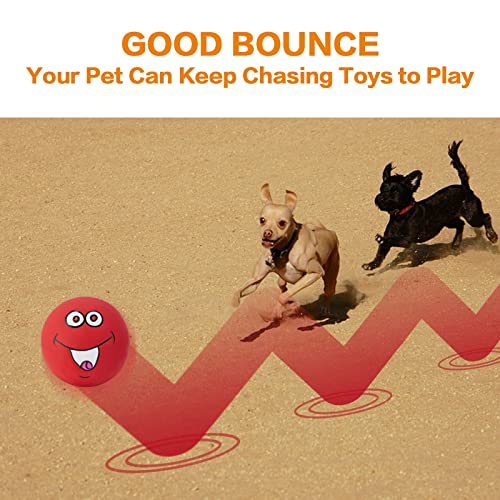 Squeaky Dog Toys Chewing Durable Teething Latex Rubber Soft Interactive Fetch Play Dog Balls with Funny Smile Face for Puppy Small Medium Pet Dog (6PCS) - color: Same Face
