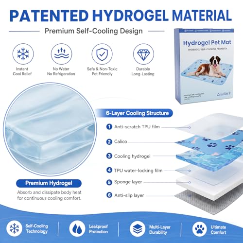 Cooling Mat for Dogs 20 Inch, Patent Self-Cooling Gel Pad for Small Dogs, | Cats & Rabbits, Waterproof Non-Slip Pet Cooling Mat for Crates, Carriers, Travel, Indoor Outdoor Summer Use - size: Small