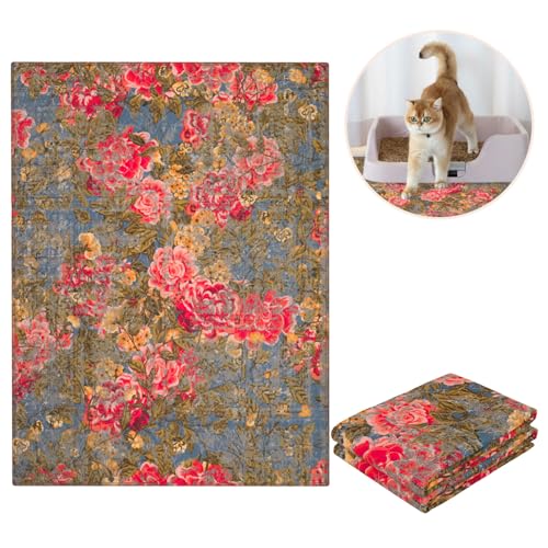 Lovewag Cat Litter Mat, Litter Box Mat, Heirloom Rose, 36x48, 2 Pack | Washable litter mat cover, kitty litter mat & cat mat for litter box, litter trapping mat, prevents tracking, multi-cat - color: Heirloom Rose, size: 36x48 inches (Pack of 2)
