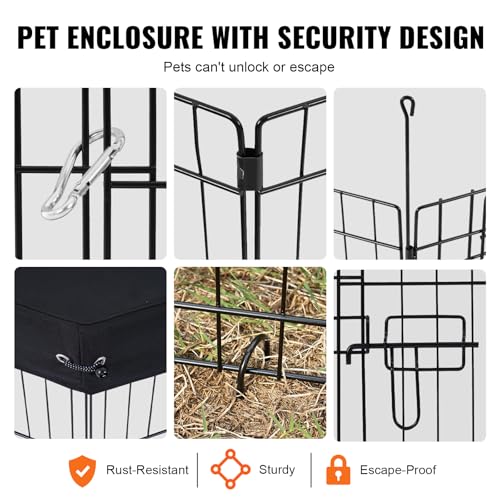 VEVOR Dog Playpen, 8 Pcs 30" H x 24" W Panels Foldable Metal Pet Exercise Pen, Dog Fence Indoor and Outdoor Pen with Door, Bottom Pad and Top Cover, Pet Playpen for Dogs, Cats, Other Small Animals - size: 8 panels 30*24in, style: Playpen + Top Cover & Bot