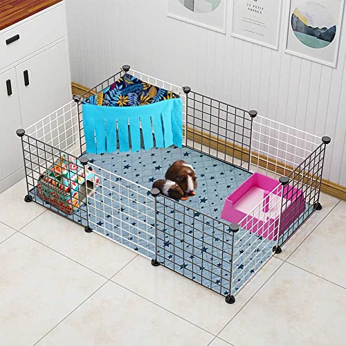 RIOUSSI Guinea Pig Hideout Hideaway Corner Fleece Toys Cage Accessories | Reversible Sides | Soft Fleece Fabric | Come with Hooks | Guinea Pig Hammock for Small Animals | Blue Leaves, Triangle - color: Blue Leaves