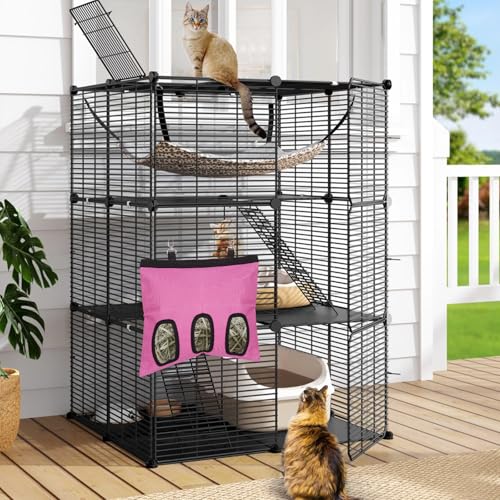 2-Pack Rabbit Hay Feeder Bag, Storage Guinea Pig Feeder Rack Bag, Oxford Cloth Fabric 3-Hole Hanging Bunny Hay Feeders Bag for Rabbits Chinchillas Hamsters Pets Bunny Supplies Accessories