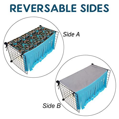RIOUSSI Guinea Pig Hideout Hideaway Corner Fleece Toys Cage Accessories | Reversible Sides | Soft Fleece Fabric | Come with Hooks | Guinea Pig Hammock for Small Animals | Blue, Rectangle - color: Blue Rectrangle