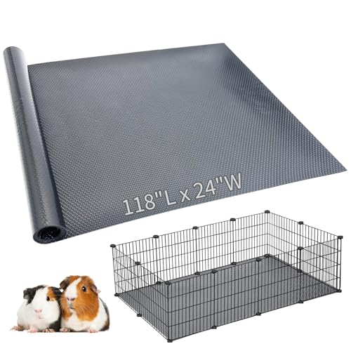 Hamiledyi Guinea Pig Cage Liner Reusable Small Animal Bedding Easily Cut to Suit Cage Washable Guinea Pig Pee Pads for Rabbit Hamster Chinchillas Rat (24" x 118" Grey)
