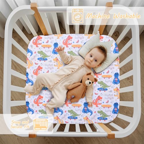 Cloele Square Playard/Playpen Fitted Sheets,36 X 36in,Music Dinosaur | Stretch Portable,Playard Mattresses Sheets for Baby,Square Pack and Play Crib Sheets,Ultra Soft - color: Music Dinosaur, size: 36"x36"