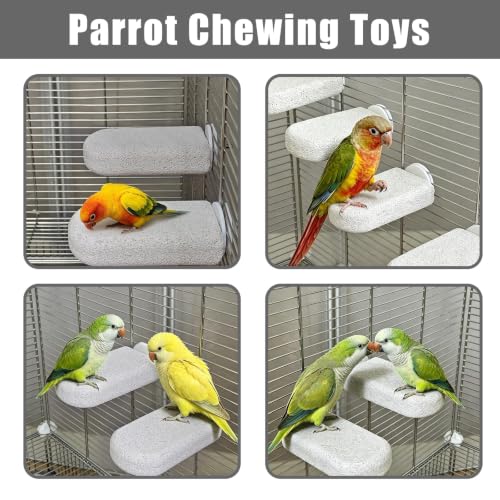 4PCS Bird Beak Grinding Stone,Parrot Perch Stands,Parakeets Platform Chewing Toys Calcium Pumice Lava Foot Claws Trimmer Climbing Ledge for Cockatiel Budgie Conure Lovebird(L,Grey) - color: 4Pack Grey | L