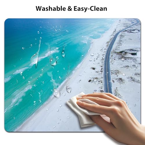 Turquoise Ocean White Sand Beach Mouse Pad, Coastal Highway Road Desk Mat | 9.5"x 7.9", Aerial View Nature Landscape, Cute Smooth & Anti-Slip Mousepad - color: Colorful Design Wknoon-Art 32