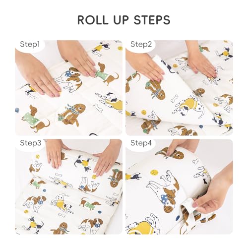 david's kids Minky Toddler Nap Mat with Pillow and Minky Fleece Blanket, 55"x23",Ultra Soft Slumber Bags for Kids, Perfect for Preschool, Daycare, Kids Sleeping Bags with Rollup Design, Dog - color: Dog