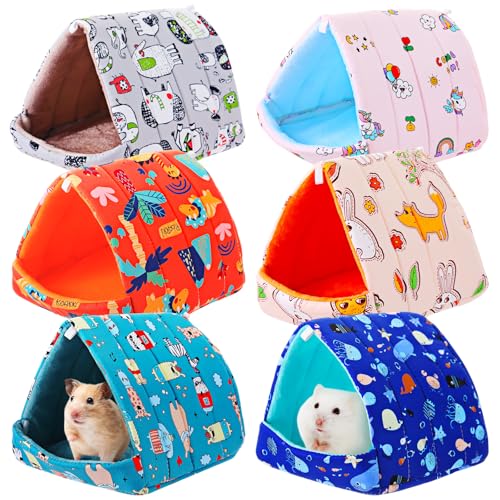Ripeng 6 Pcs Guinea Pig Hideout Guinea Pig Bed House Rabbit Tunnel Washable Small House Cage Accessories for Hedgehog Mouse Chinchillas Hamster Ferrets Bearded Rats(7.9inch Ocean Park) - style: 7.9inch Ocean Park