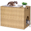 Large Cat Litter Box Enclosure, Hidden Litter Box Furniture with Litter Mat | Side Entry Design, Easy-Clean Removable Top, Quick Assembly, Raised Edge for Secure Items, Side Grip Cutouts - color: Natural, size: 30.3'' L X 18.2'' W X 20.5'' H