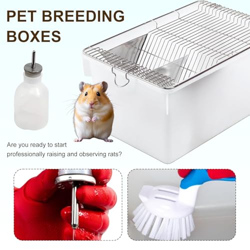Large Lab Mouse Cage, Laboratory Rat Rodent Breeding Cage, Small Animal Cage, Mouse Breeding & Weaning Cage (XL) - size: 21.5"L x 15.4"W x 7.9"H