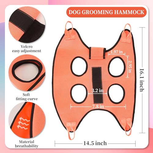 PatiencET Cat Grooming Hammock Kit | For Cats & Dogs up to 12 lb, Hanging Harness and Sling for Nail Trimming, Includes Clippers/Trimmer, File & Comb, Orange XS - color: Orange, size: XS (12 LB Max)