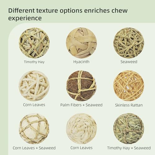 andwe Small Animals Play Balls Rolling Chew Toys (Pack of 9) | Easy to nibble Gnawing Treat For Rabbits Guinea Pigs Chinchilla Bunny Degus, Pet Cage Entertainment - size: Pack of 9