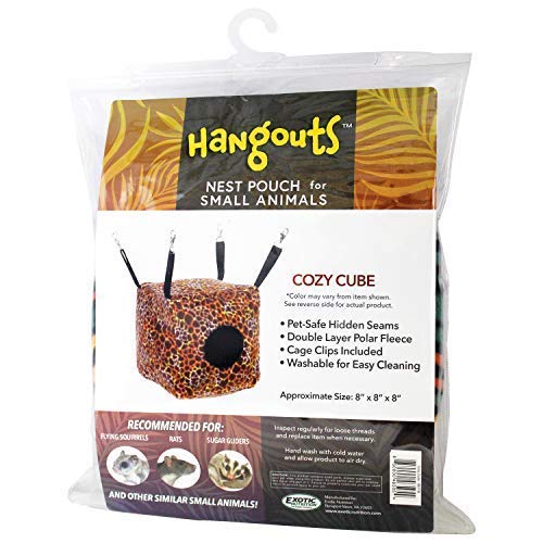 Exotic Nutrition Cozy Cube (Rainbow) - Hammock for Sugar Gliders, Hedgehogs, Chinchillas, Rats, Ferrets, Guinea Pigs, Rabbits, Hamsters, Squirrels, Parrots, Birds