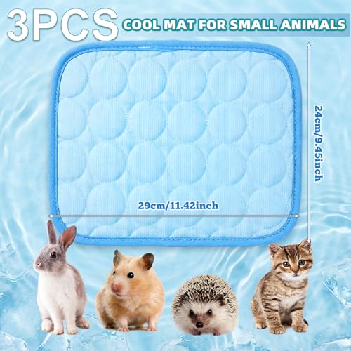 Jetec 3 Pcs Bunny Guinea Pig Cooling Mat Rabbit Cool Pad Pet Cooling Bed Small Animal Sleeping Pads for Indoor Hamster Squirrel Hedgehog Chinchilla (Pink) - color: Pink, size: Ice Silk, style: Summer