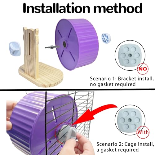 6.7in Silent Hamster Exercise Wheel Hamster Toy Cage Accessories with Adjustable Stand for Juvenile Gerbils Dwarf Hamsters (Purple) - color: Purple