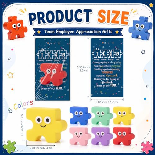 HyDren 60 Set Inspirational Puzzle Stress Ball Teamwork Gifts Bulk | Team Gifts, Motivational Cards, Kawaii Squeeze Stress Relief Ball, Employee Appreciation, Cute Fidget Toy for Coworker, Adult - style: Puzzle