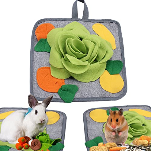 Abizoo Rabbit Snuffle Mat, 11.8" Washable Foraging Toy for Guinea Pig | Interactive Foraging Mat That Hides Treats in Soft Fleece Folds to Trigger Natural Sniffing and Digging Instincts
