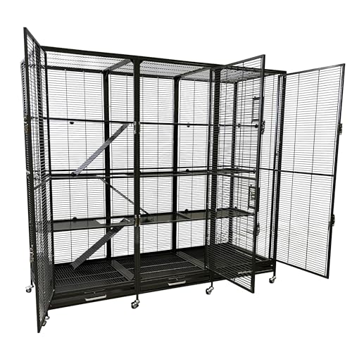 Borneo Small Animal Cage - for Sugar Gliders, Squirrels, Marmosets & Other Small Pets (Cage + Add-On + Shelf & Ladder Set + Expander Set) - size: Cage + Add-On + Shelf & Ladder Set + Expander Set