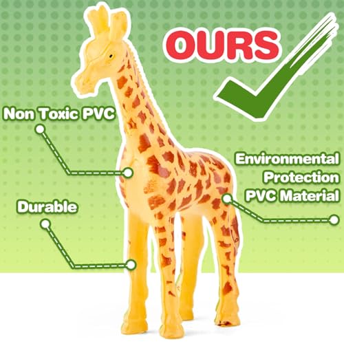 60 Piece Animal Figures with Gift Box, Safari Jungle Animal Figurines | Realistic Small Plastic Animal Figure Sensory Bins, Jungle Party Favors, Cupcake Topper, School Education, Birthday Gifts for