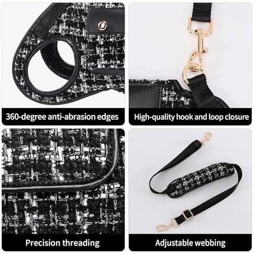 Wakytu Dog Lift Harness Dog Carrier Sling for Small Dogs & Cats,M | stylish puppy sling carrier with handle & pocket,adjustable leash,walking & travel - color: 2.0 Black, size: Medium(8-13 LBS)