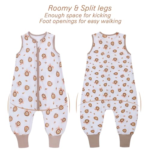 Miracle Baby Sleep Sack with Feet - 0.5 TOG 100% Breathable Cotton Wearable Blanket, Sleeveless Design Sleeping Bag for Baby - color: Lion, size: 6-12 Months(S)