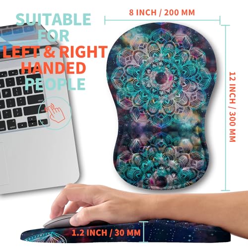 Ergonomic Mouse Pad Wrist Support with Memory Foam Massage Bulge, Carpal Tunnel Pain Relief Mousepad Wrist Rest for Mouse(12x8 inch, Mandala) - color: Kg011-mandala