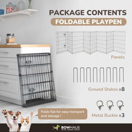 Foldable Outdoor/Indoor Pet Playpen with Gate, Available in 30 Inch Height Metal Portable Kennel, Heavy-Duty Exercise Fence Cage 8 Panels for Medium Dog, Animals - style: 30 Inch