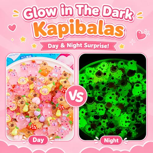 50 PCS Mystery Bag Mini Resin Capybara Blind Bags, Cute Glow in The Dark & Regular Capybara Figurines Surprise Box Toys for Kids, Tiny Collectible Party Favors, Cake Toppers, Phone Case Charms - color: 50pcs Capybara