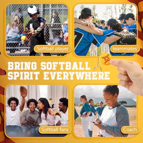 Kenning 12 Pcs Softball Clicker Fidget Keychain Bulk 3D Printed Fidget Toys for Stress Relief Softball Party Favors Team Gifts for Girls Coach Player Fans Goodie Bag Stuffers Back to School Gifts - style: Softball