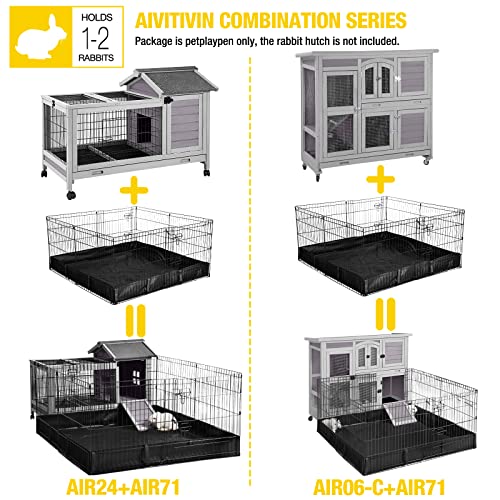 Aivituvin Pet Playpen Rabbit Pen Bunny Run Extension Guinea Pig Enclosure with Waterproof Floor Liner - Extension Playpen ONLY